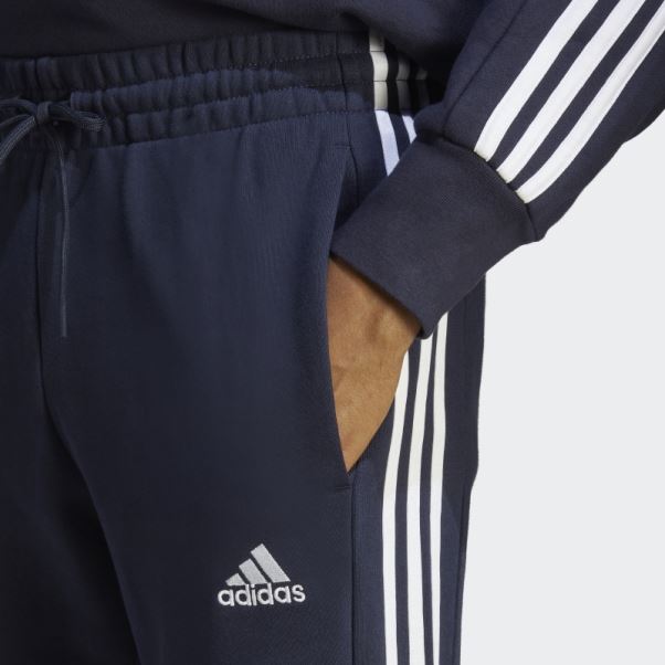 Adidas Essentials French Terry Tapered Cuff 3-stripes Pantalon Blanc élégant