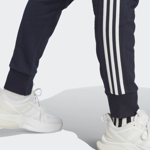 Adidas Essentials French Terry Tapered Cuff 3-stripes Pantalon Blanc élégant