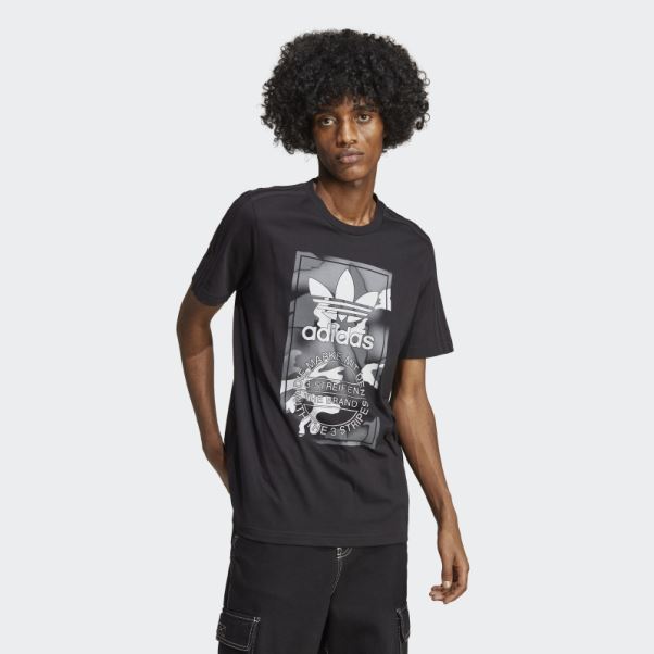 T-shirt Adidas Graphiques Camouflage Languette Noir