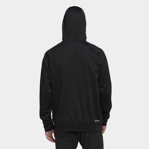 Sweat à Capuche Noir Adidas Aeroready Game And Go Avec Gros Logo