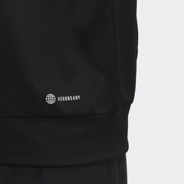 Sweat à Capuche Noir Adidas Aeroready Game And Go Avec Gros Logo