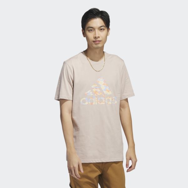 T-shirt Camouflage Taupe à Manches Courtes Adidas