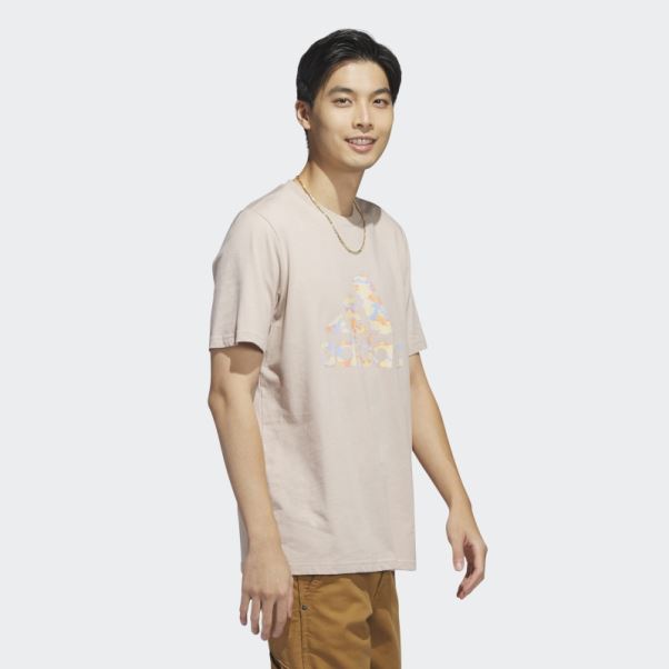 T-shirt Camouflage Taupe à Manches Courtes Adidas