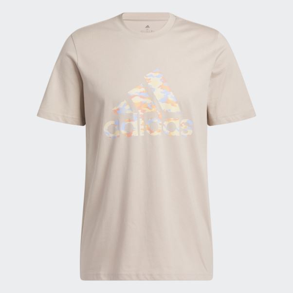T-shirt Camouflage Taupe à Manches Courtes Adidas