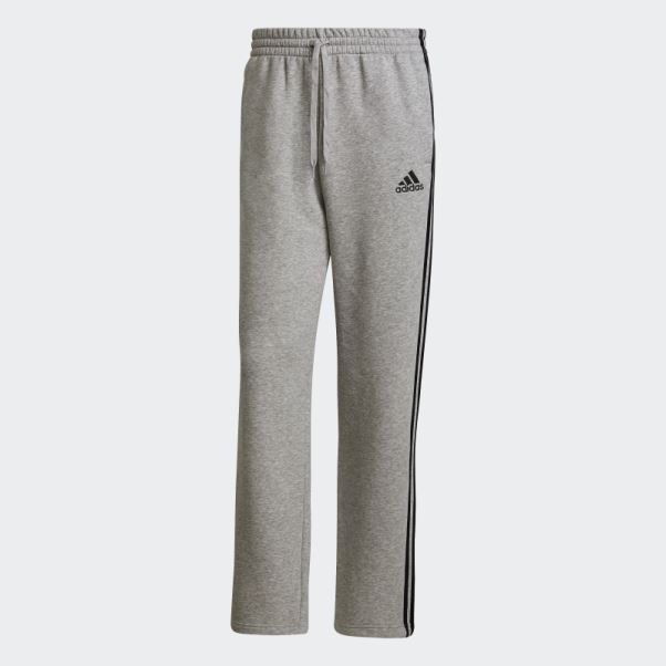 Pantalon Essentiel En Molleton à Ourlet Ouvert à 3 Bandes Adidas Gris Moyen