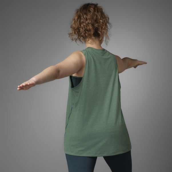 Authentique Balance Yoga Débardeur (taille Plus) Adidas Vert Oxyde