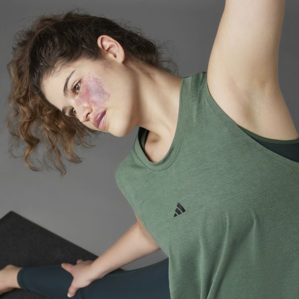 Authentique Balance Yoga Débardeur (taille Plus) Adidas Vert Oxyde