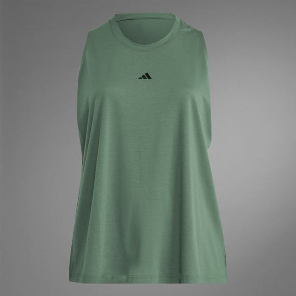 Adidas Vert Oxyde Authentique Balance Yoga Débardeur (taille Plus)
