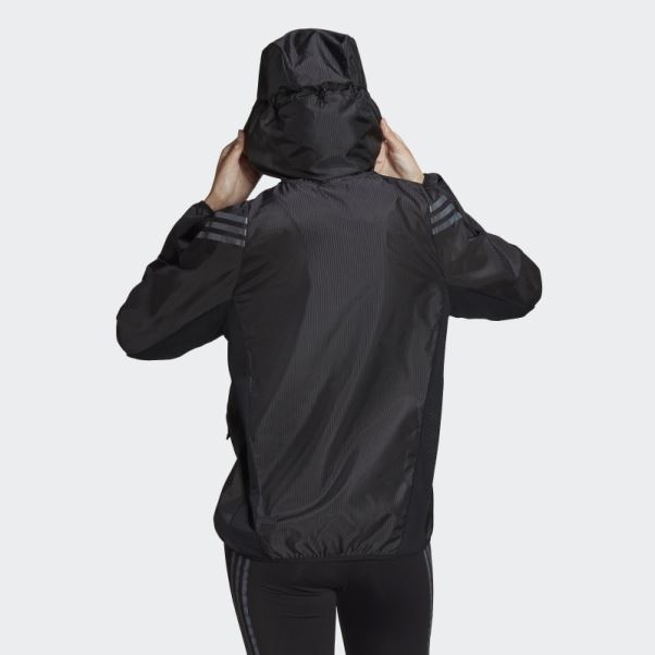 Run Icon 3-stripes Coupe-vent à Capuche Adidas Noir