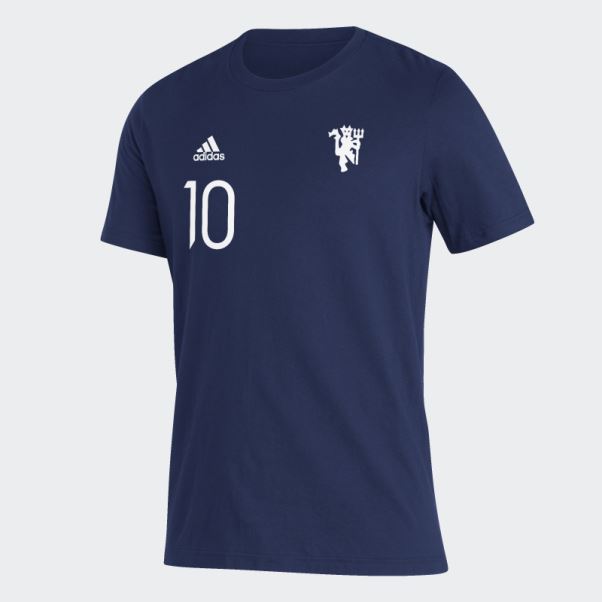 Tee Shirt Manchester United Player Adidas Bleu Marine