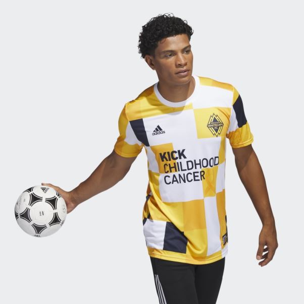 Maillot D'avant-match Des Whitecaps De Vancouver Fc Kick Cancer Infantile Adidas Coll Or