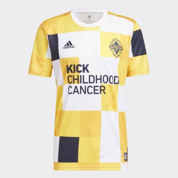 Maillot D'avant-match Des Whitecaps De Vancouver Fc Kick Cancer Infantile Adidas Coll Or