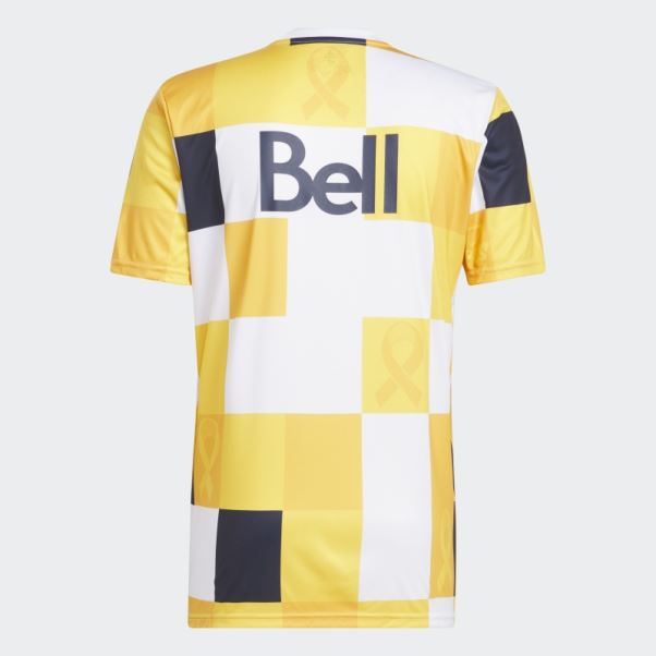 Maillot D'avant-match Des Whitecaps De Vancouver Fc Kick Cancer Infantile Adidas Coll Or