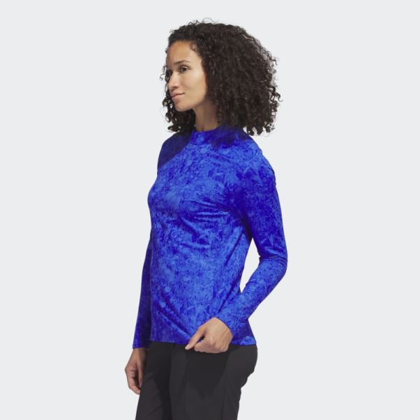 Chemise De Golf Imprimée à Manches Longues Adidas Ultimate365 Tour Bleu