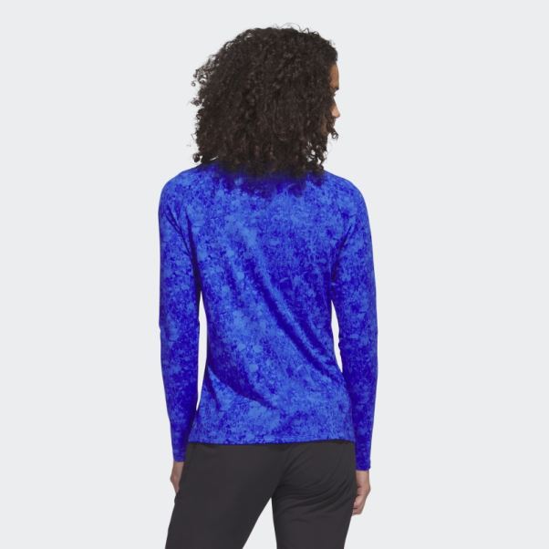 Chemise De Golf Imprimée à Manches Longues Adidas Ultimate365 Tour Bleu