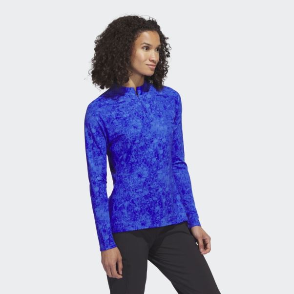 Chemise De Golf Imprimée à Manches Longues Adidas Ultimate365 Tour Bleu