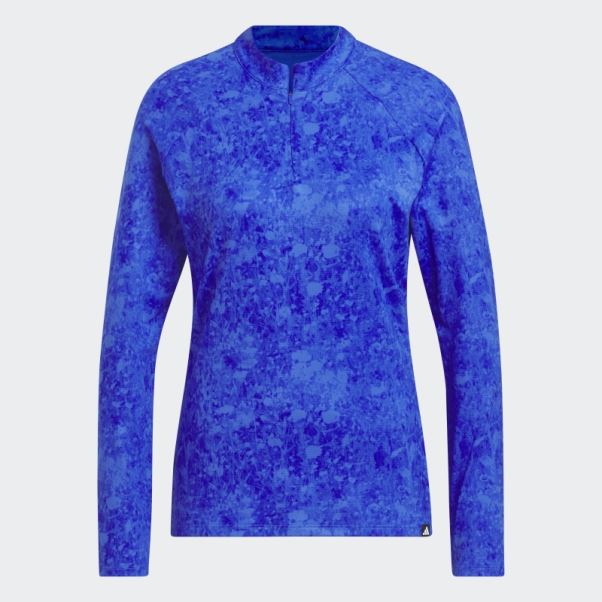 Chemise De Golf Imprimée à Manches Longues Adidas Ultimate365 Tour Bleu