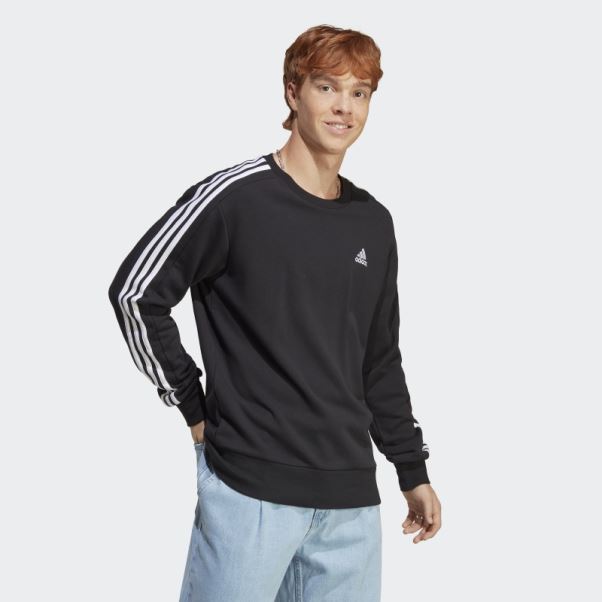 Sweat 3 Bandes En Molleton Essentials Noir Adidas