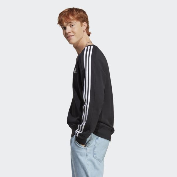 Sweat 3 Bandes En Molleton Essentials Noir Adidas