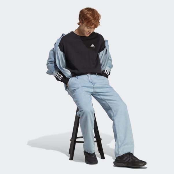 Sweat 3 Bandes En Molleton Essentials Noir Adidas
