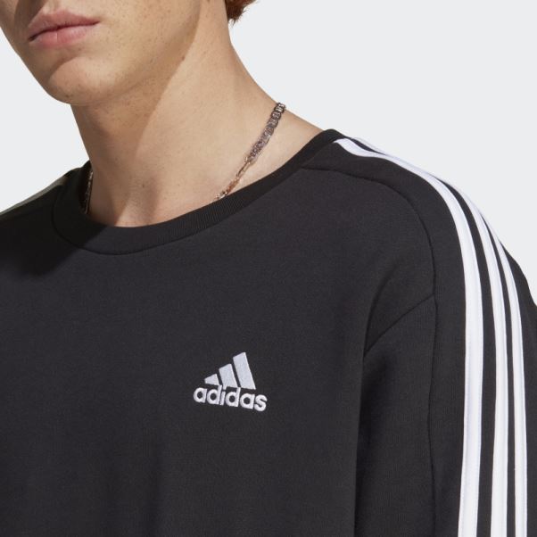 Sweat 3 Bandes En Molleton Essentials Noir Adidas
