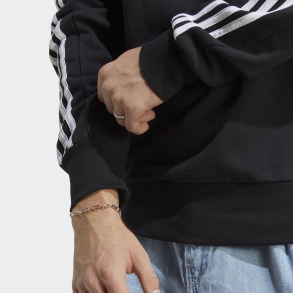 Sweat 3 Bandes En Molleton Essentials Noir Adidas