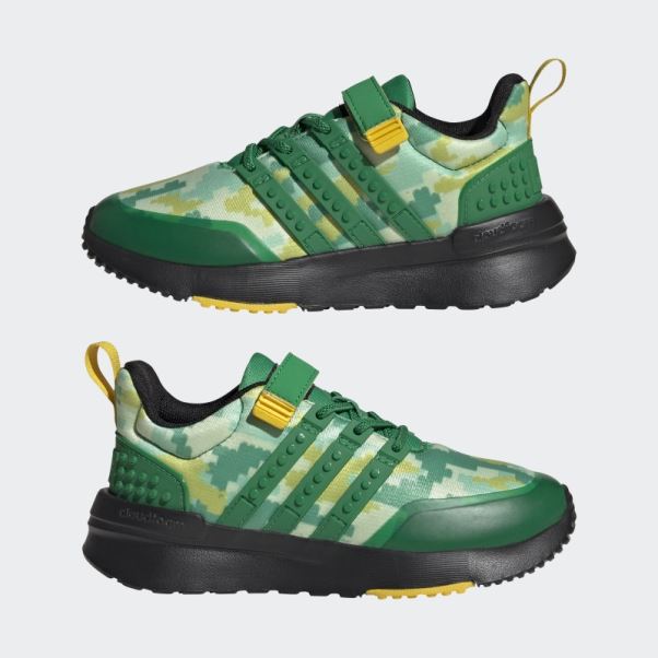 Adidas X Lego Racer Tr21 Chaussures à Lacets élastiques Et Sangle Supérieure Mode Vert