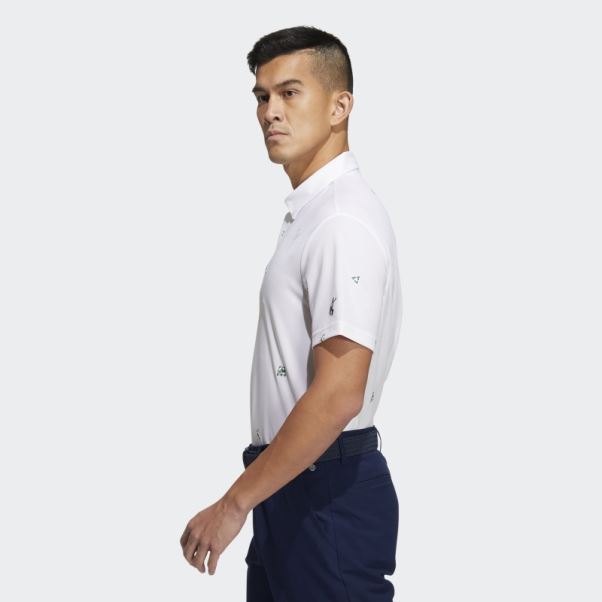 Polo Adidas Play Vert Monogramme Blanc