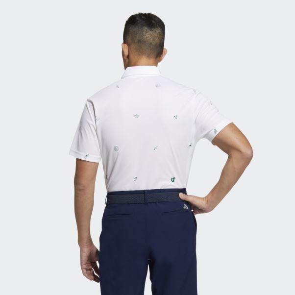 Polo Adidas Play Vert Monogramme Blanc