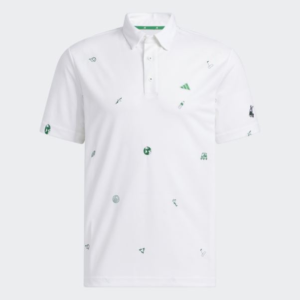 Polo Adidas Play Vert Monogramme Blanc