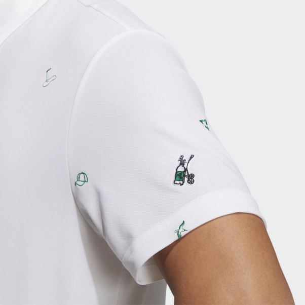 Polo Adidas Play Vert Monogramme Blanc