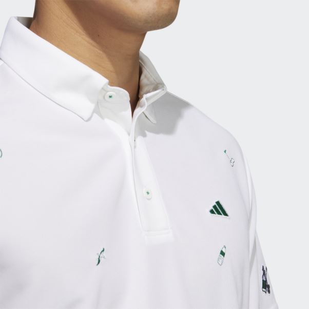 Polo Adidas Play Vert Monogramme Blanc