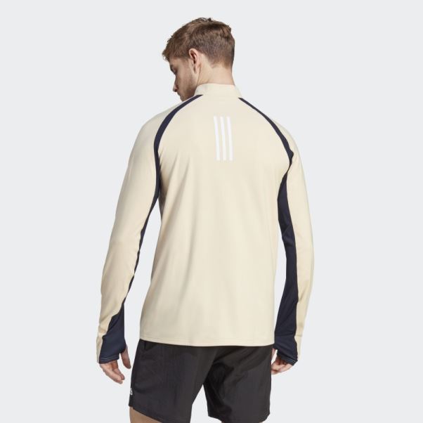Boston Marathon 1/2-zip T-shirt De Course à Manches Longues Sable Adidas