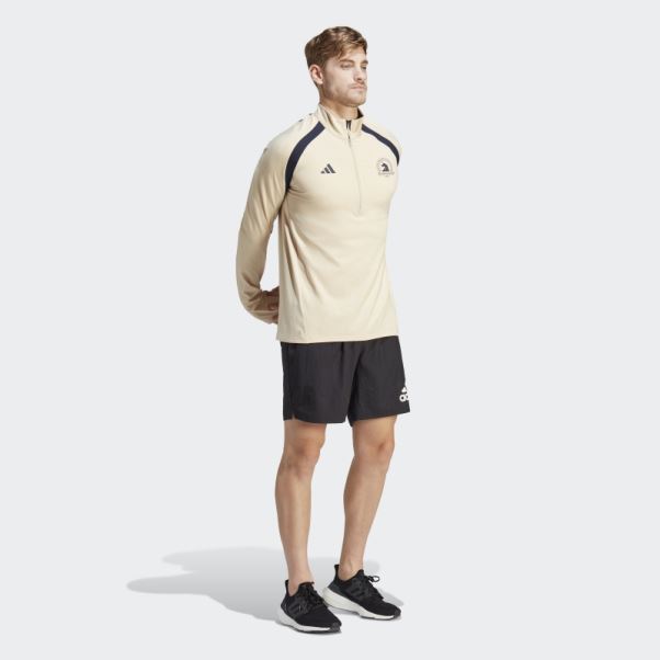 Boston Marathon 1/2-zip T-shirt De Course à Manches Longues Sable Adidas