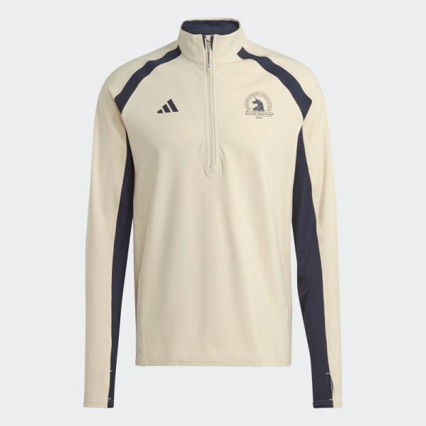 Boston Marathon 1/2-zip T-shirt De Course à Manches Longues Sable Adidas