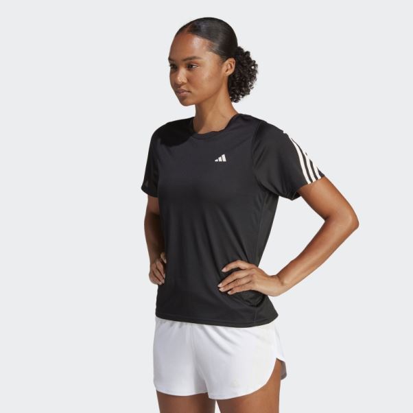Run Icon 3-stripes T-shirt De Course à Faible émission De Carbone Noir Adidas