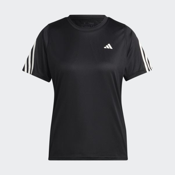 Run Icon 3-stripes T-shirt De Course à Faible émission De Carbone Noir Adidas