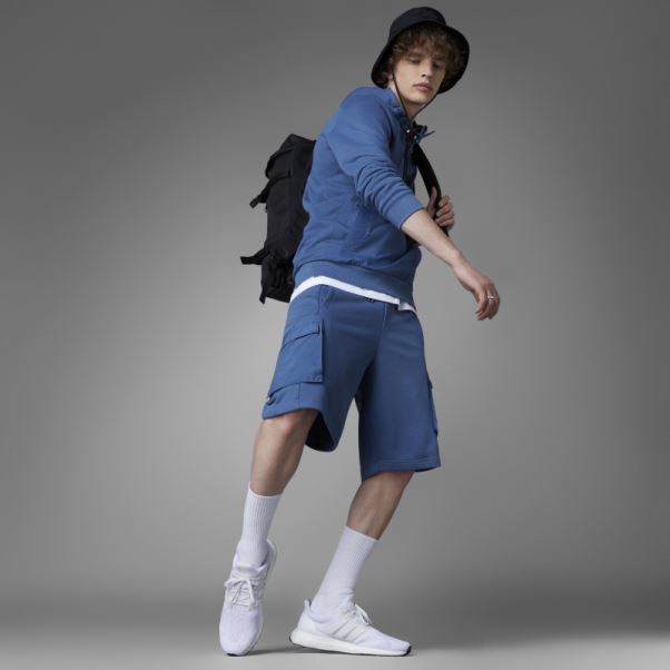 Adidas Short En Molleton Colorblock Acier