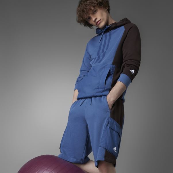 Adidas Short En Molleton Colorblock Acier
