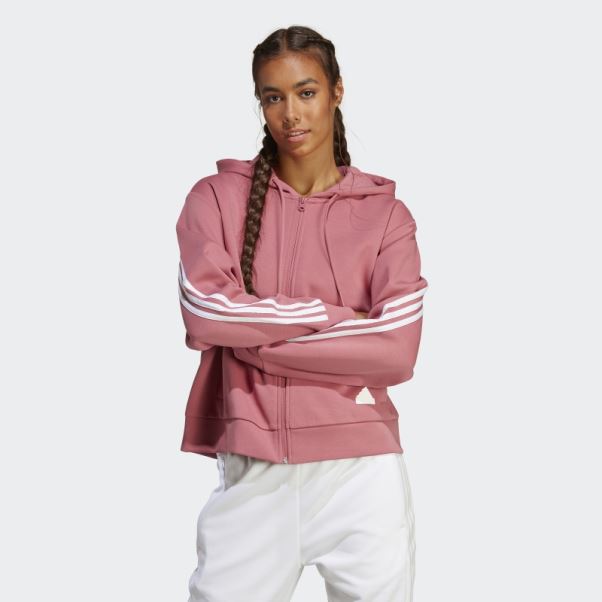Adidas Future Icon 3-stripes Full-zip Sweat à Capuche Rose