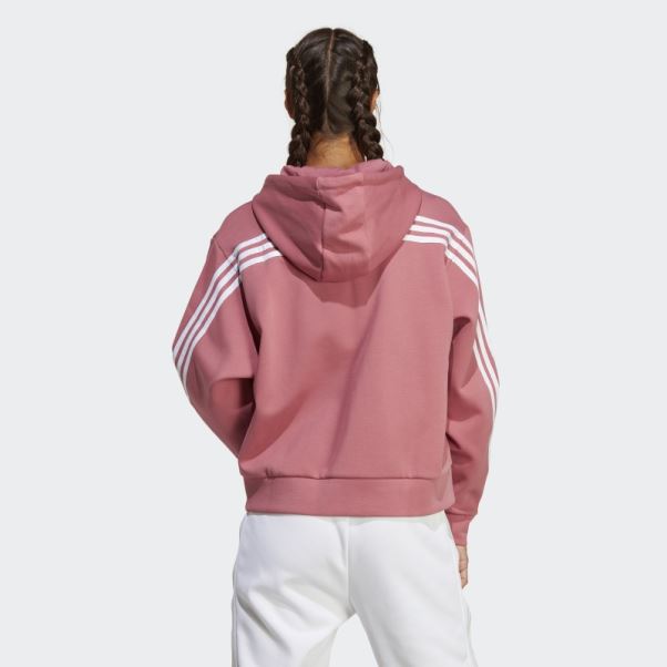 Adidas Future Icon 3-stripes Full-zip Sweat à Capuche Rose
