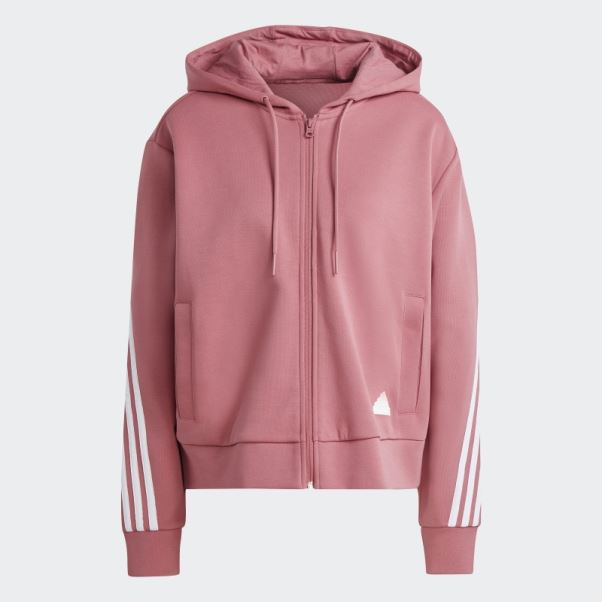 Adidas Future Icon 3-stripes Full-zip Sweat à Capuche Rose