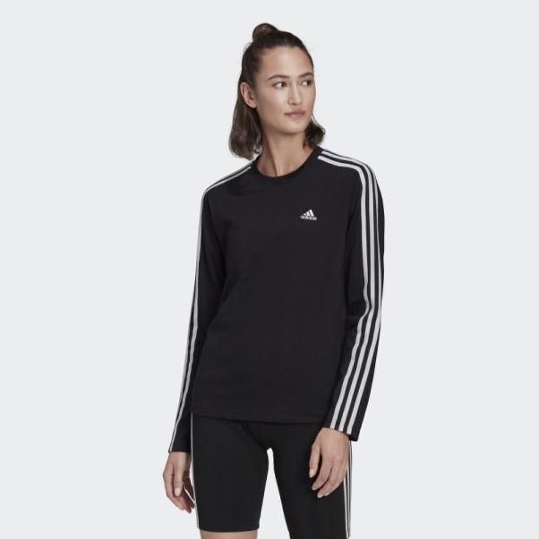 T-shirt à Manches Longues à 3 Bandes Essentials Adidas Noir