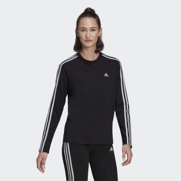 T-shirt à Manches Longues à 3 Bandes Essentials Adidas Noir