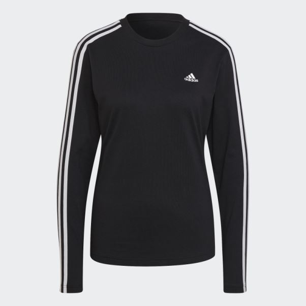 T-shirt à Manches Longues à 3 Bandes Essentials Adidas Noir