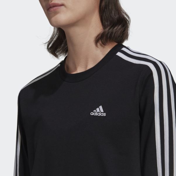 T-shirt à Manches Longues à 3 Bandes Essentials Adidas Noir