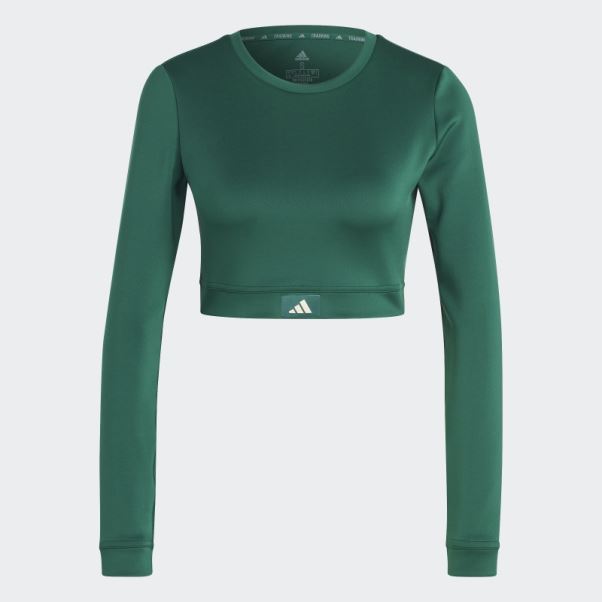 Club De Sport Haut à Manches Longues Crop Top Vert Adidas