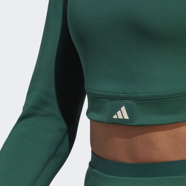 Club De Sport Haut à Manches Longues Crop Top Vert Adidas