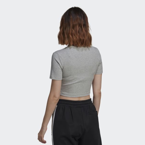 T-shirt Court Côtelé Adicolor Essentials Gris Moyen Adidas