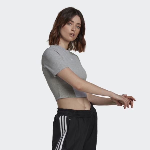 T-shirt Court Côtelé Adicolor Essentials Gris Moyen Adidas